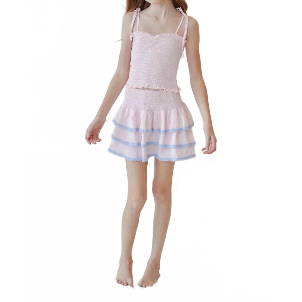 NEW THEME girls gemma pin strips satin mini skirt in pastel pink